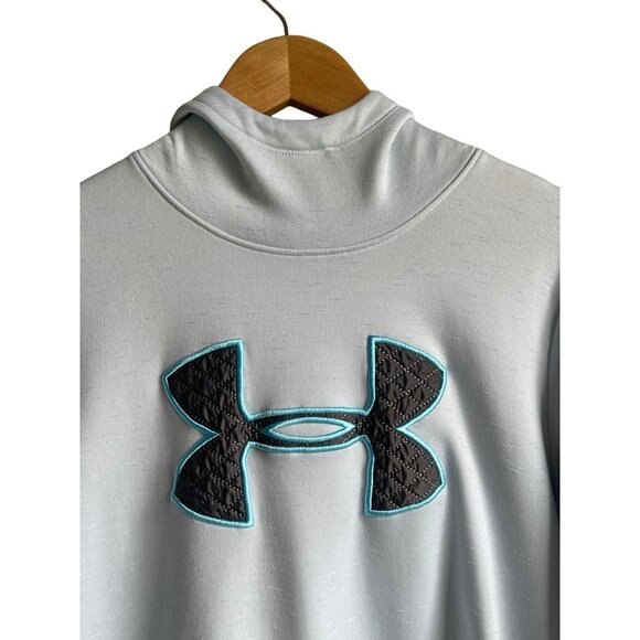 Under Armour UA Women's Size Medium Light Blue Hoodie Sweatshirt Loose Coldgear - Picture 3 of 6